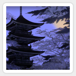 Japanese temple at night Sticker